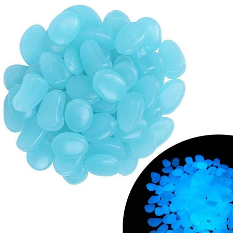 100 fluorescenčních kamínků (svítících ve tmě) - světle modré