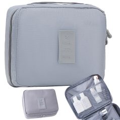 Kosmetická taška na zip v šedé barvě s uchem