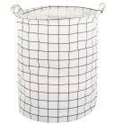 Skládací velký koš na hračky - bílý se čtvercovým vzorem