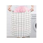 Skládací velký koš na hračky - bílý se čtvercovým vzorem