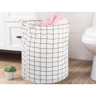 Skládací velký koš na hračky - bílý se čtvercovým vzorem