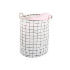 Skládací velký koš na hračky - bílý se čtvercovým vzorem