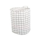 Skládací velký koš na hračky - bílý se čtvercovým vzorem