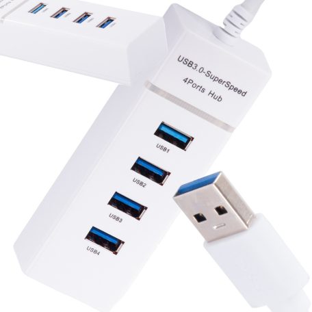 4portový rozbočovač USB 3.0 v bílé barvě