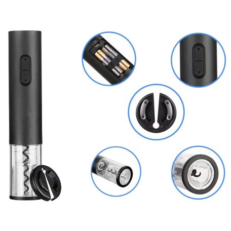 Gogooda elegantní elektrická vývrtka, elektrický otvírák na víno v černé barvě