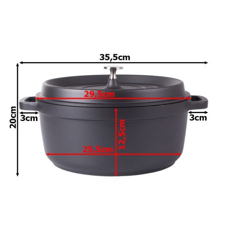 Vysoce kvalitní nepřilnavý hrnec z hliníkové slitiny s poklicí - 6,6l