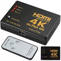  Tříkanálový přepínač 4K UHD HDMI s dálkovým ovládáním