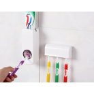 Dávkovač zubní pasty s držákem zubních kartáčků v bílé barvě