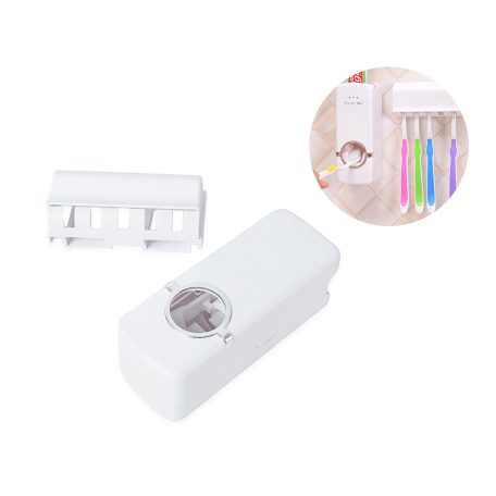 Dávkovač zubní pasty s držákem zubních kartáčků v bílé barvě