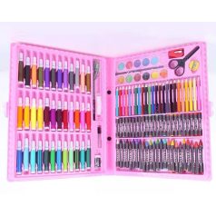   Sada na kreslení a malování pro děti v praktickém držáku - 150-dílná, růžová