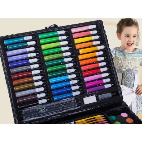 Sada na kreslení a malování pro děti v praktickém držáku - 150-dílná, růžová