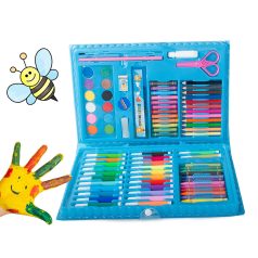   86dílná sada na kreslení a malování v praktickém pouzdře - modrá