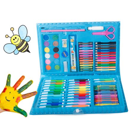 86dílná sada na kreslení a malování v praktickém pouzdře - modrá