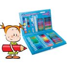 86dílná sada na kreslení a malování v praktickém pouzdře - modrá