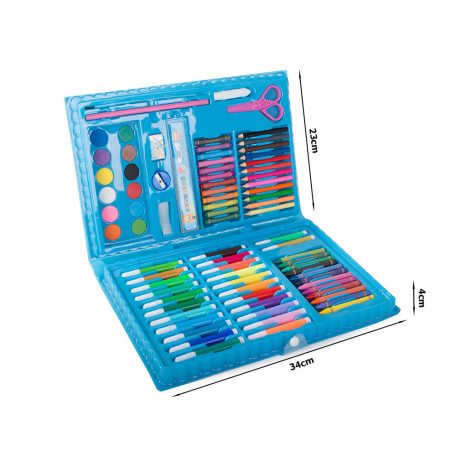 86dílná sada na kreslení a malování v praktickém pouzdře - modrá