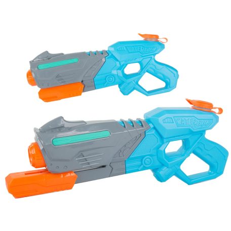 Velká vodní pistole v modro-šedo-oranžové barvě - 38 cm x 16 cm x 6 cm