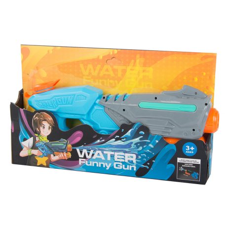 Velká vodní pistole v modro-šedo-oranžové barvě - 38 cm x 16 cm x 6 cm