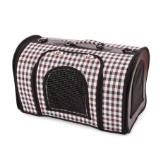   Skládací přepravka pro domácí mazlíčky s popruhem přes rameno v bílo-šedohnědé barvě ve velikosti XL
