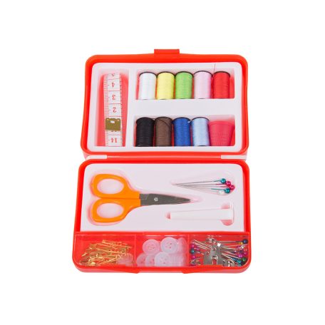 Souprava pro šití v praktickém červeném držáku