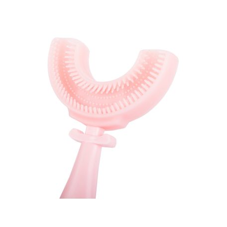  Dětský silikonový zubní kartáček ve tvaru U - růžový