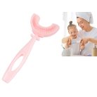  Dětský silikonový zubní kartáček ve tvaru U - růžový