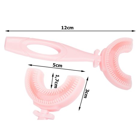  Dětský silikonový zubní kartáček ve tvaru U - růžový