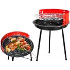 Gril na dřevěné uhlí v černé a červené barvě - 32 cm