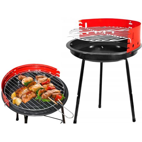 Gril na dřevěné uhlí v černé a červené barvě - 32 cm