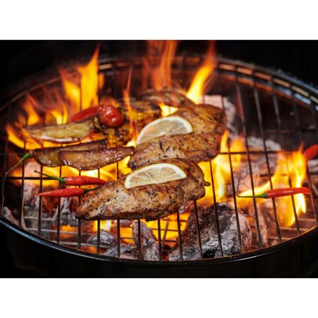 Gril na dřevěné uhlí v černé a červené barvě - 32 cm