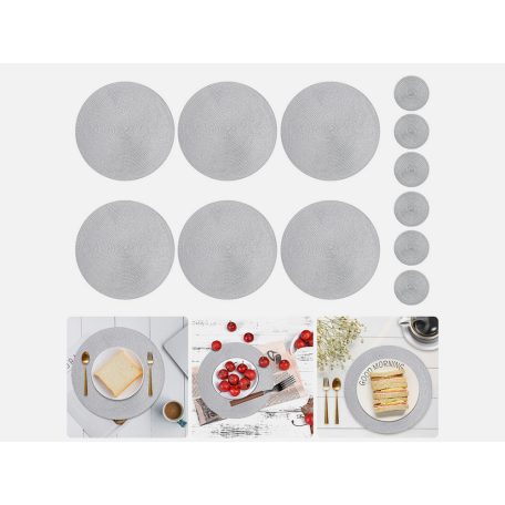 Prostírání na stůl kulaté ve stříbrné barvě - 38 cm