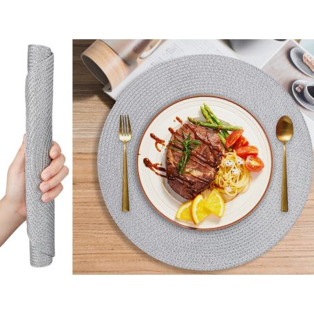 Prostírání na stůl kulaté ve stříbrné barvě - 38 cm