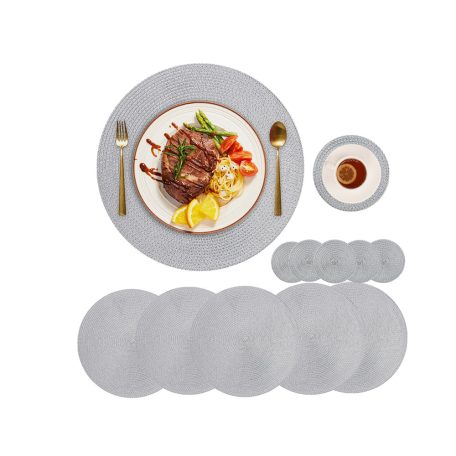 Prostírání na stůl kulaté ve stříbrné barvě - 38 cm