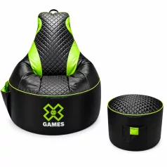 Gamer Green XXL fotel + Dárek puff
