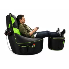 Gamer Green XXL fotel + Dárek puff