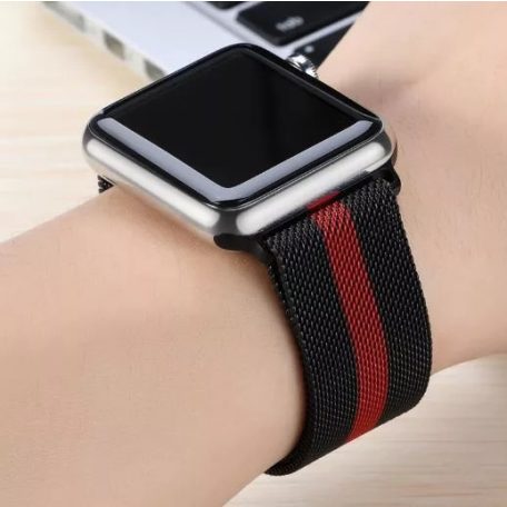 Miláno Red-Black velký kovový řemínek na hodinky Apple Watch 42/42/45/49 (magnetický)