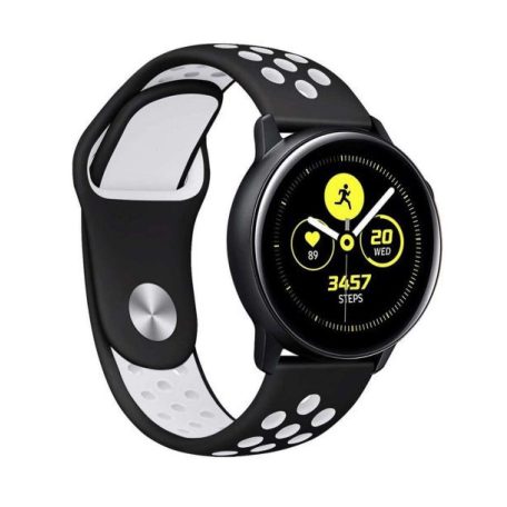 20mm-vý černo-bílý silikonový řemínek Sports Wear pro smart hodinky