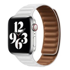   Prémiový magnetický bílý kožený řemínek na hodinky Apple Watch 38/40/41