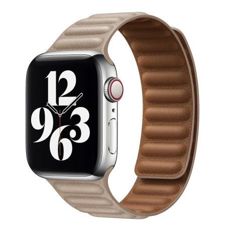Prémiový magnetický khaki kožený řemínek na hodinky Apple Watch 42/44/45/49