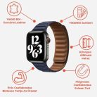 Prémiový magnetický khaki kožený řemínek na hodinky Apple Watch 42/44/45/49