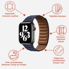   Prémiový magnetický khaki kožený řemínek na hodinky Apple Watch 42/44/45/49