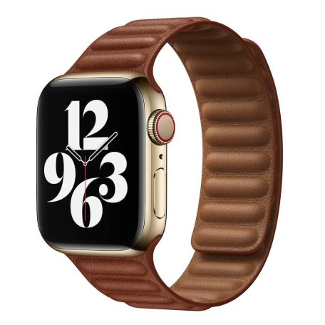 Prémiový magnetický hnědý kožený řemínek na hodinky Apple Watch 42/44/45/49