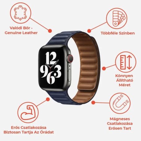 Prémiový magnetický hnědý kožený řemínek na hodinky Apple Watch 42/44/45/49
