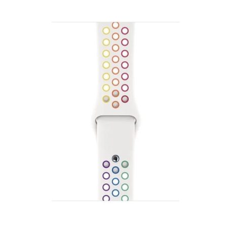 Sports Wear White-Rainbow velký silikonový řemínek na hodinky Apple Watch 42/44/45/49