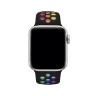 Sports Wear Black-Rainbow velký silikonový řemínek na hodinky Apple Watch 42/44/45/49