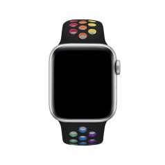   Sports Wear Black-Rainbow velký silikonový řemínek na hodinky Apple Watch 42/44/45/49