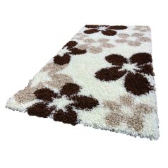   Shaggy bílo-béžový květovaný koberec 160x220 cm rozměry