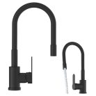 Černá páková kuchyňská baterie s flexibilním výtokovým ramenem