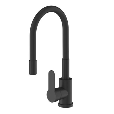 Černá páková kuchyňská baterie s flexibilním výtokovým ramenem