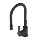 Černá páková kuchyňská baterie s flexibilním výtokovým ramenem