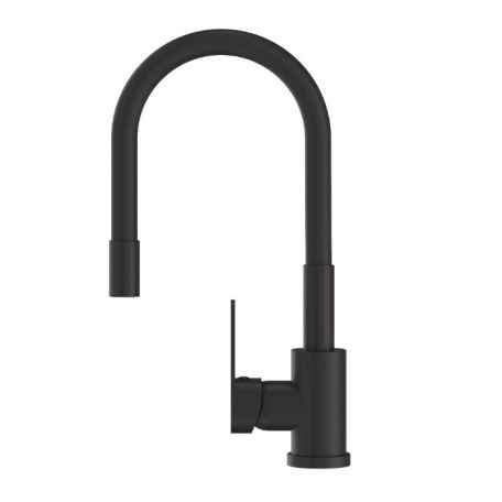 Černá páková kuchyňská baterie s flexibilním výtokovým ramenem